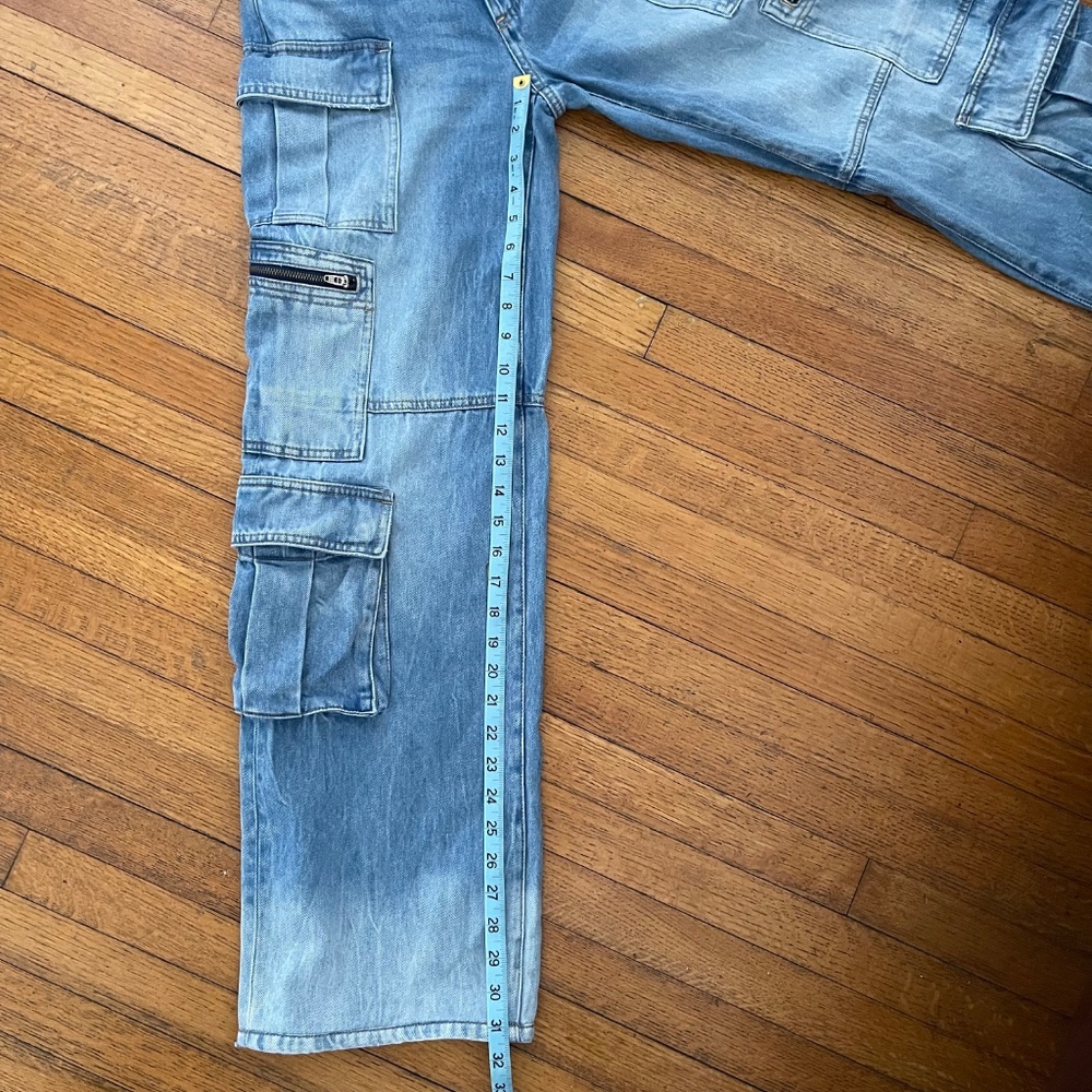 Alice + Olivia Cay Denim Cargo Jeans Size 24 Wide Leg Utility - Picture 7 of 10